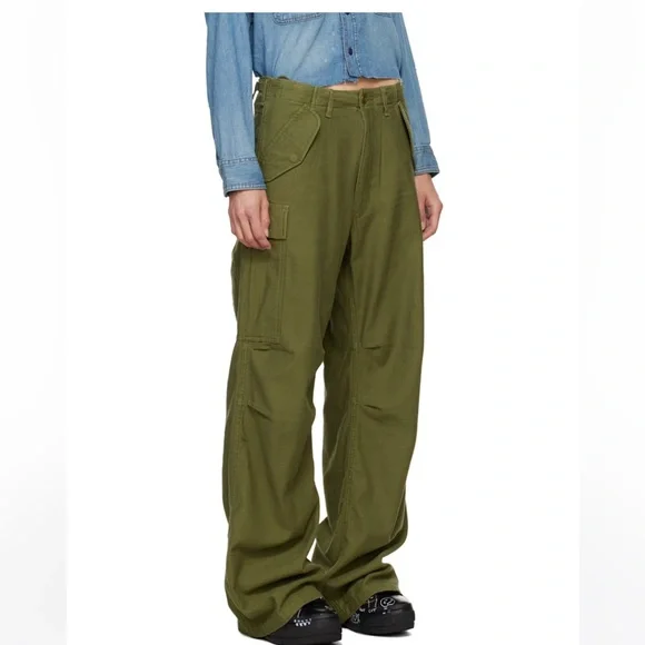 R13 Khaki Wide Leg Cargo Pants - Picture 13 of 14